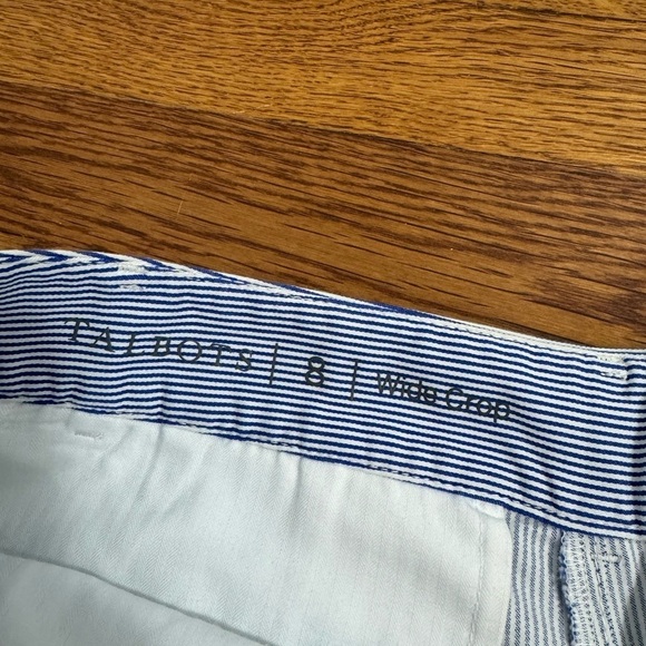 NWT Talbots Blue Striped Wide Leg Cropped Pants Size 8 - Picture 14 of 15